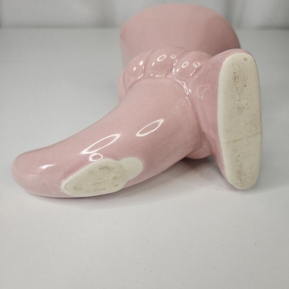 Vintage 50's Pink Pottery Cornucopia Flower Vase Mid-Century Cottage - Picture 6 of 8